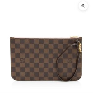 Authentic LOUIS VUITTON Neverfull Pochette Damier Ebene Wristlet